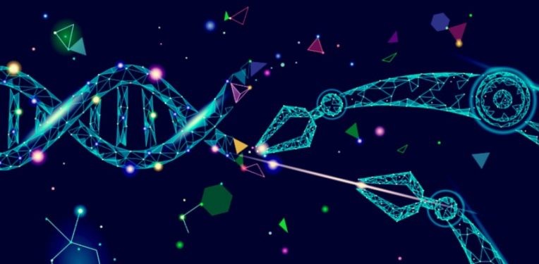 Visual representation of CRISPR gene editing technology showing DNA modification and genetic engineering