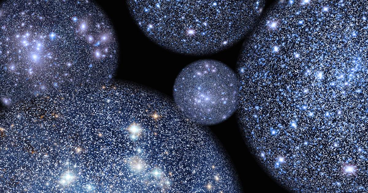 Artistic representation of the multiverse concept, showing multiple parallel universes existing simultaneously